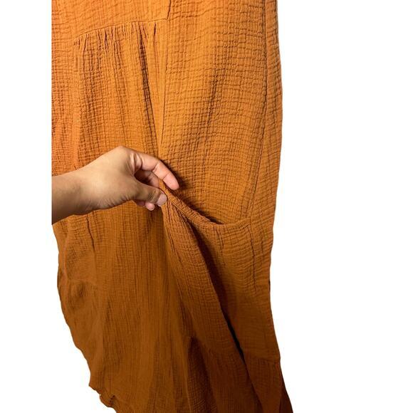 Zara Textured Midi Dress in Burnt Orange Size XS‎ Bloggers Favorite - Picture 5 of 8